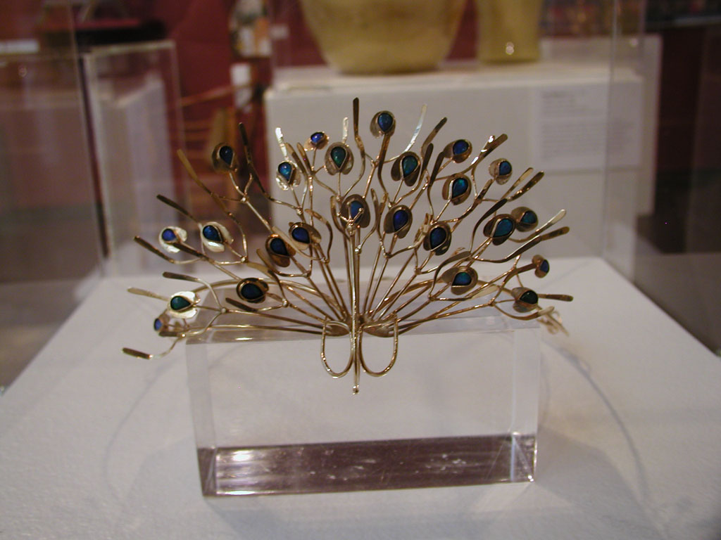 Merry Renk, James Love Peacock Wedding Crown, 1981 at the Fuller Craft Museum