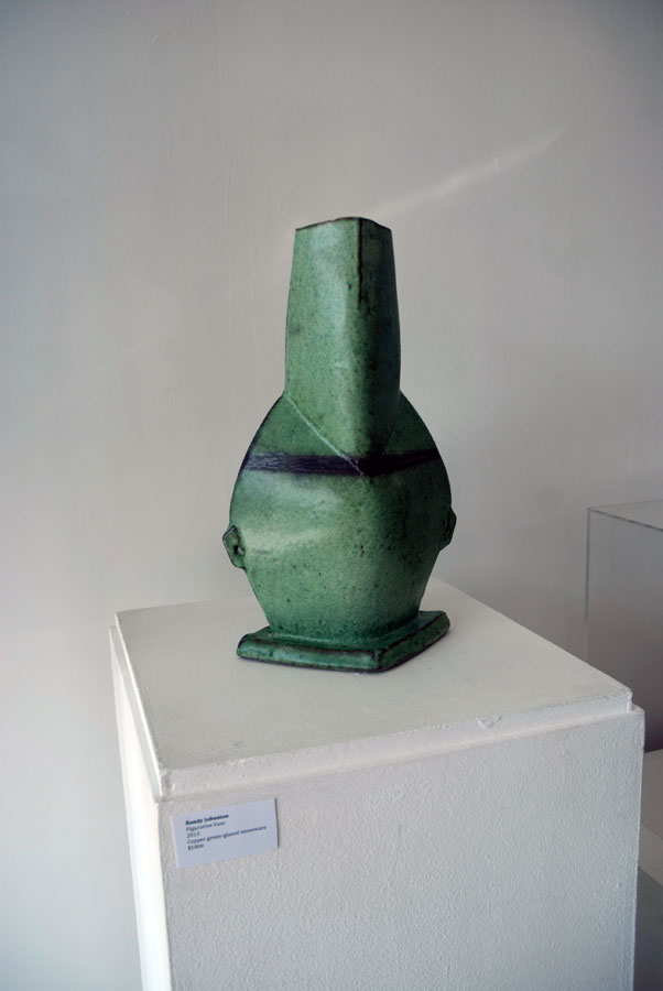 Randy Johnston, Figurative Vase, 2013. Copper green-glazed stoneware, Madison Metro photograph
