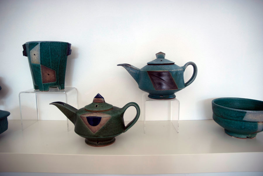 Jeff Oestreich, Teapots and Bowls, 2013. Madison Metro photograph