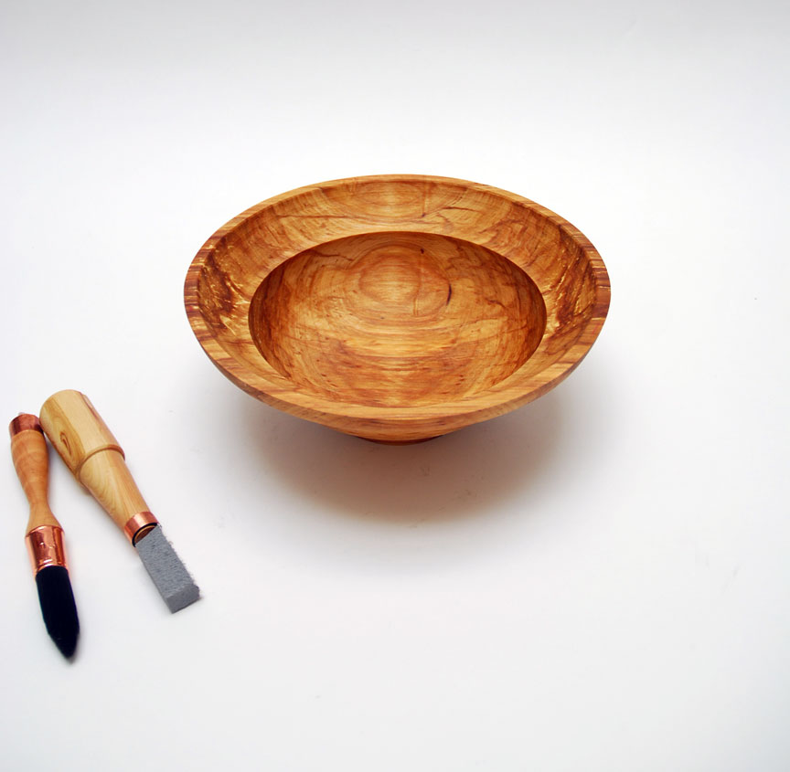 Tim Heil, Bowl with Glazing Brush and Potters Tool, Madison Metro photograph