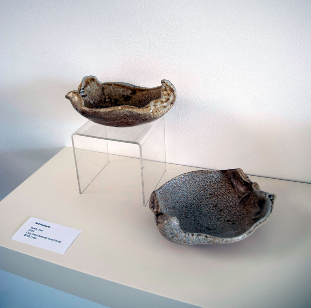 Neil Hoffman, Pair of Bowls, 2013. Clay, hand formed, wood fired, Madison Metro photograph