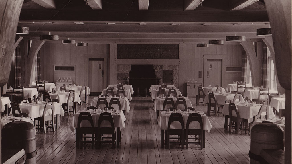Timberline Lodge, Dining Room, Mt. Hood, Oregon, Friends of Timberline Archives