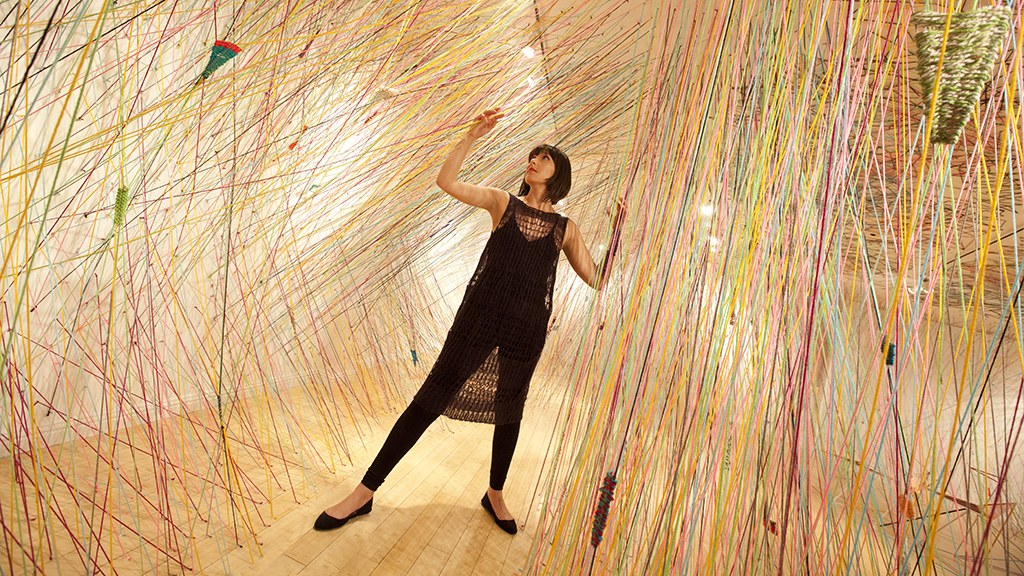Tanya Aguiñiga in her installation at CAFAM. Douglas Kirkland photograph