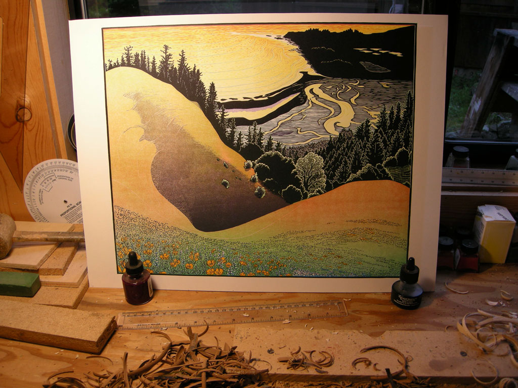 Another block of color for Bolinas Ridge print