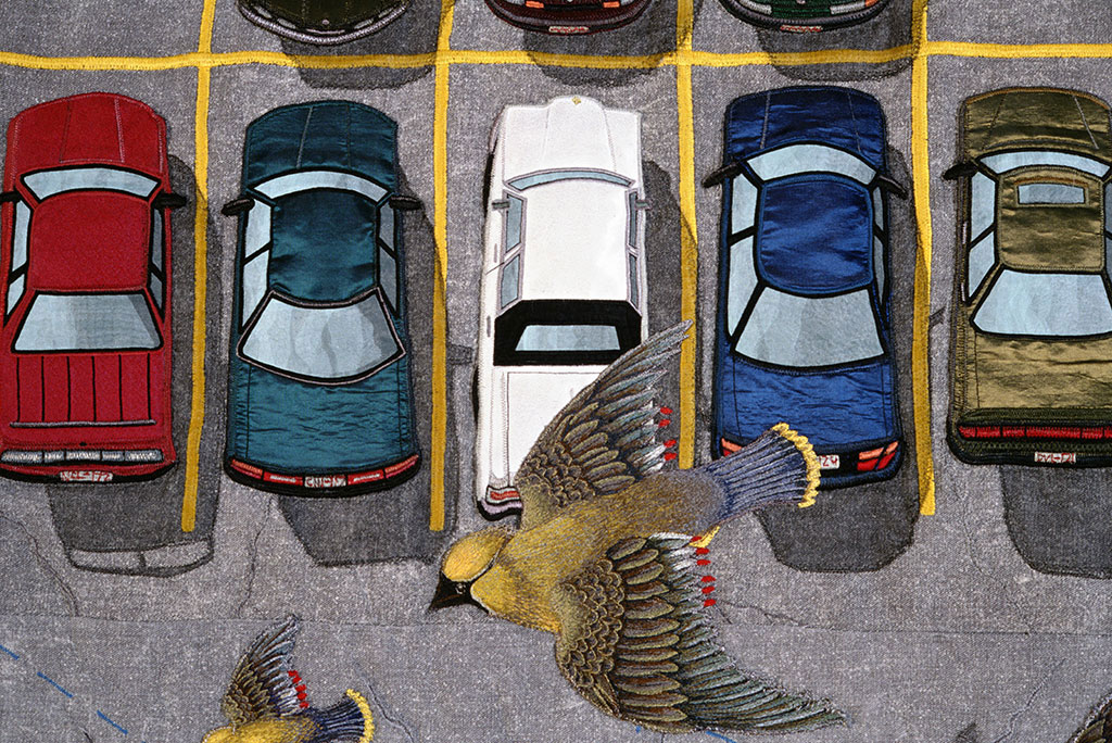 Terese Agnew, Cedar Waxwings at the AT&T Parking Lot (detail)