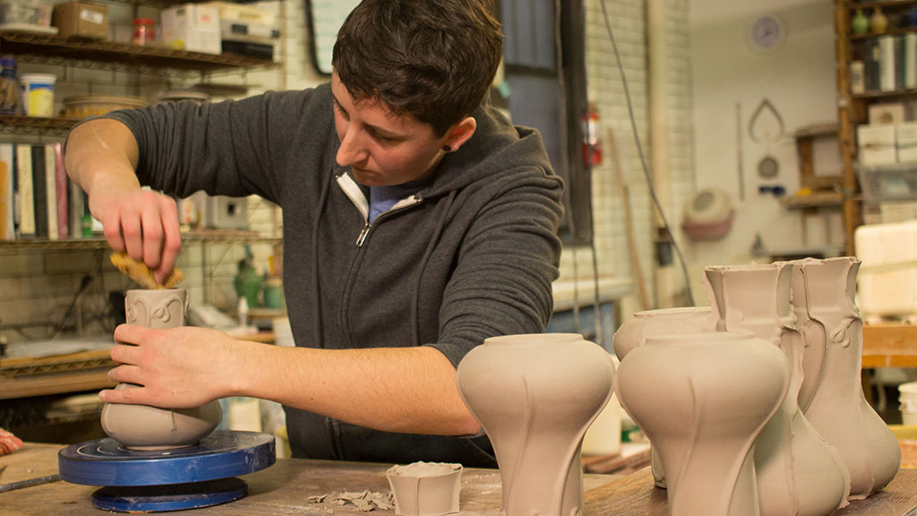 Prepping a Snowdrop Vase before bisque firing