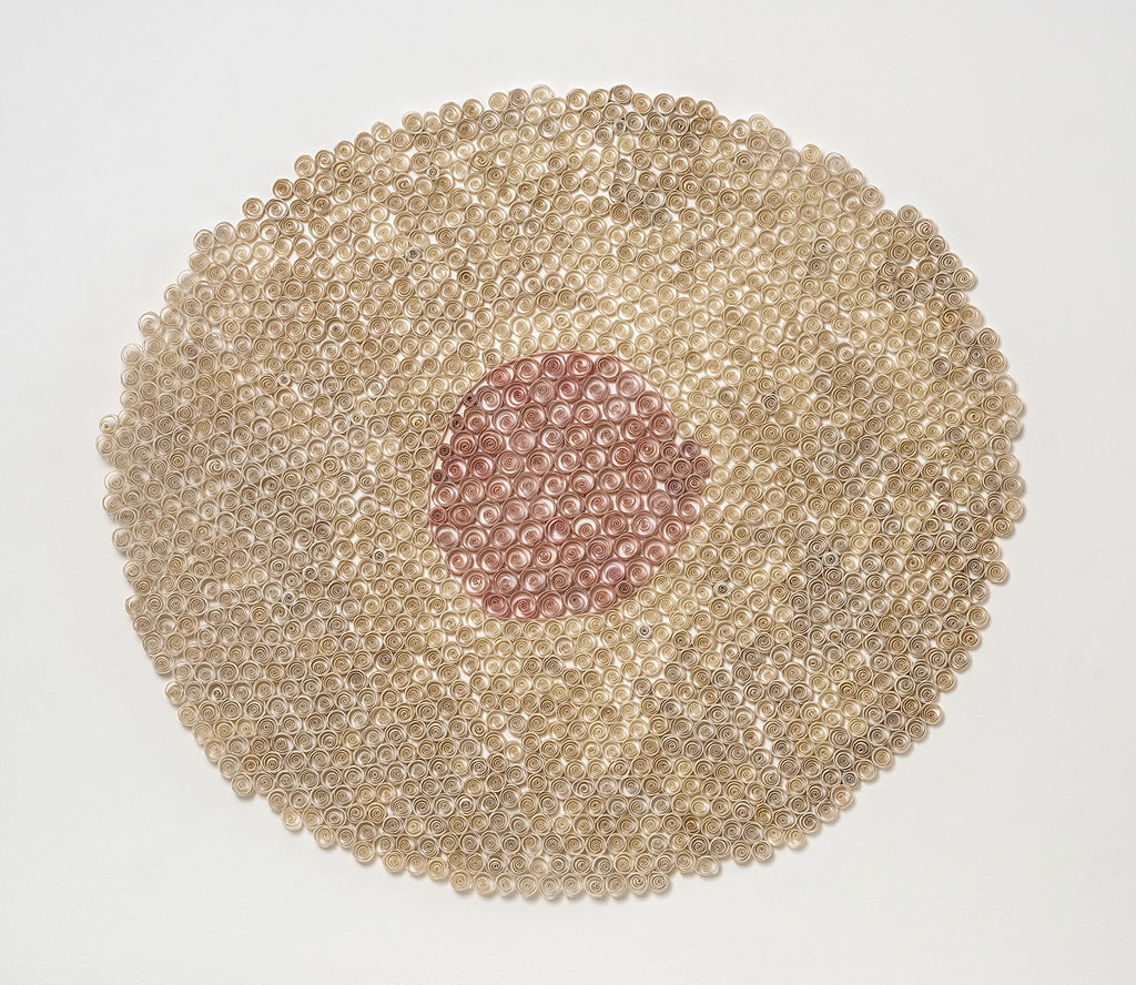 Karyl Sisson, Sunny Side Up, 2016. Vintage paper drinking straws and polymer