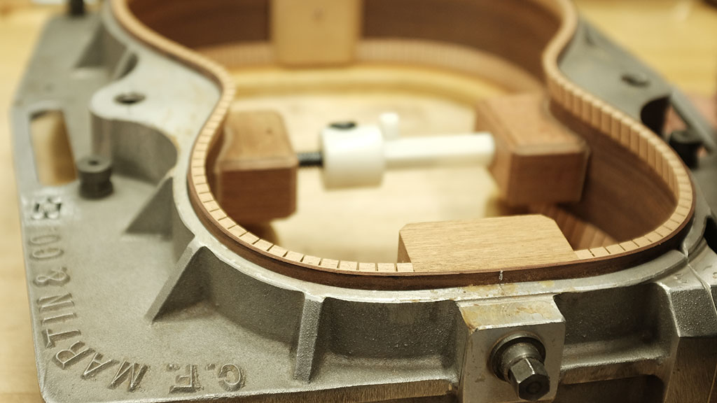 Close up of a Martin Guitar body in process. Mark Markley photograph