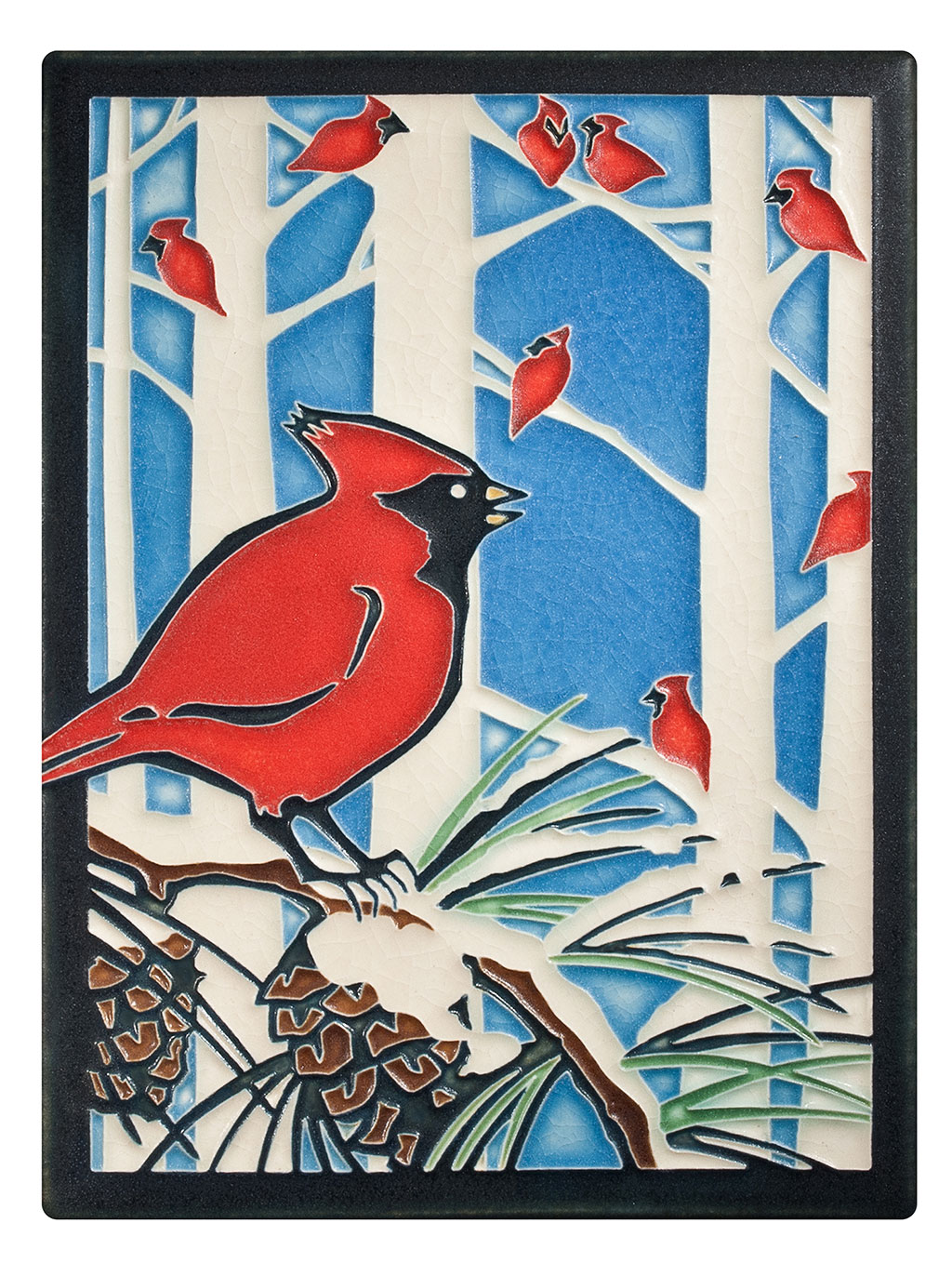 Winter Cardinals holiday tile