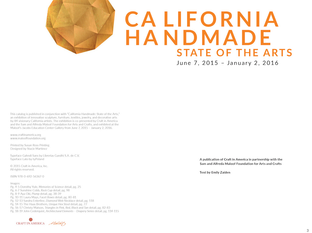 California Handmade: State of the Arts, 2015 - title page