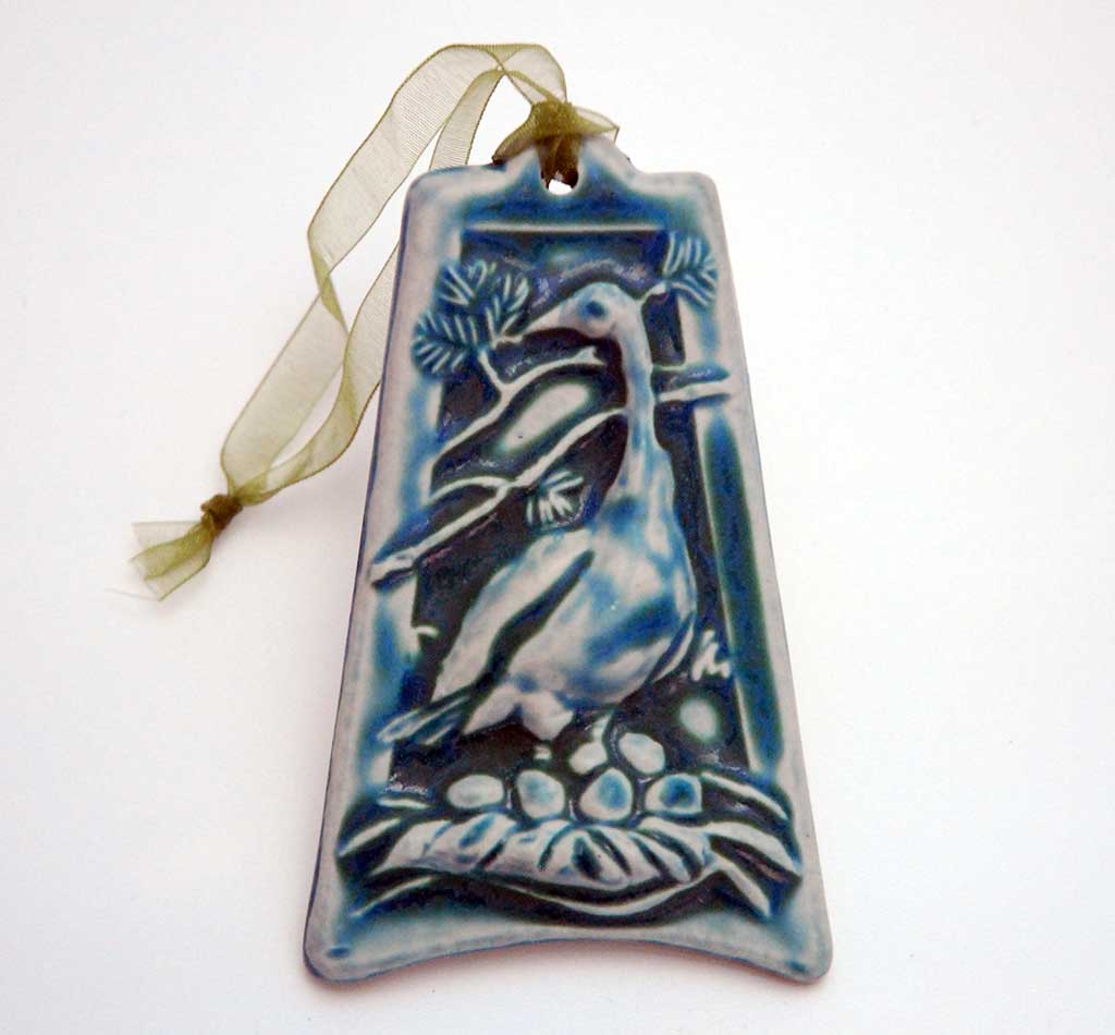 Pewabic, 12 Days of Christmas ornament (6 Geese a-Laying)
