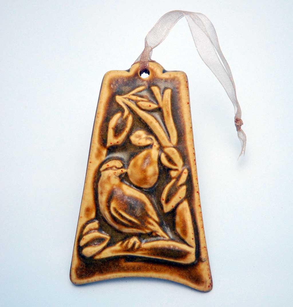Pewabic, 12 Days of Christmas ornament (Partridge in a Pear Tree)