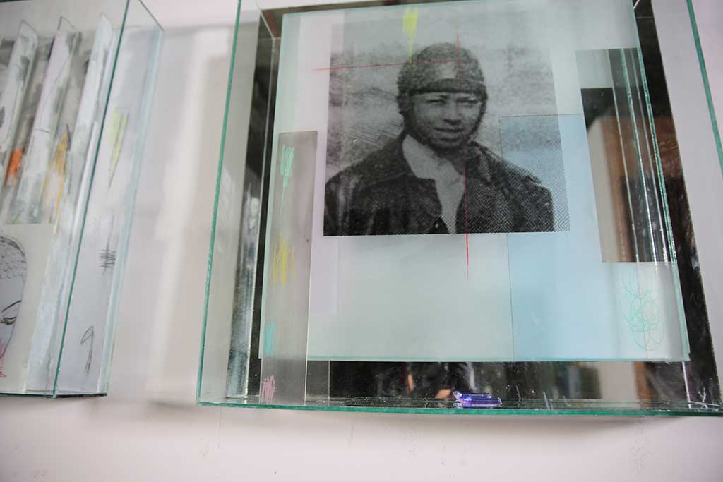 Statom's wall piece featuring Bessie Coleman, the first African-American pilot