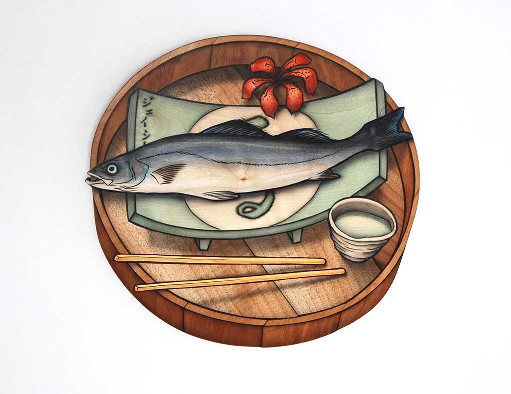Taste of Fish, Sweet Smell of Blossom (This is Not Lunch tray series), 2006-2007, Craft in America