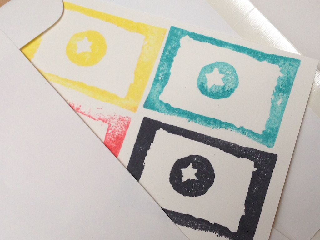 Repeated stamp pattern from Yoshiko Yamamoto's printmaking workshop.