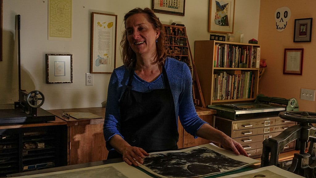 Catherine Alice Michaelis in her studio