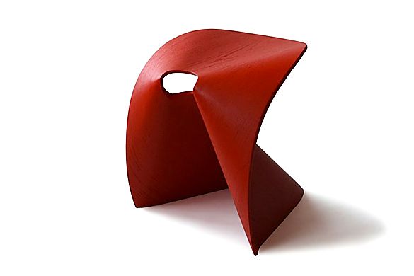 Po Shun, #5, Fortune Cookie Stool, Red, Craft in America