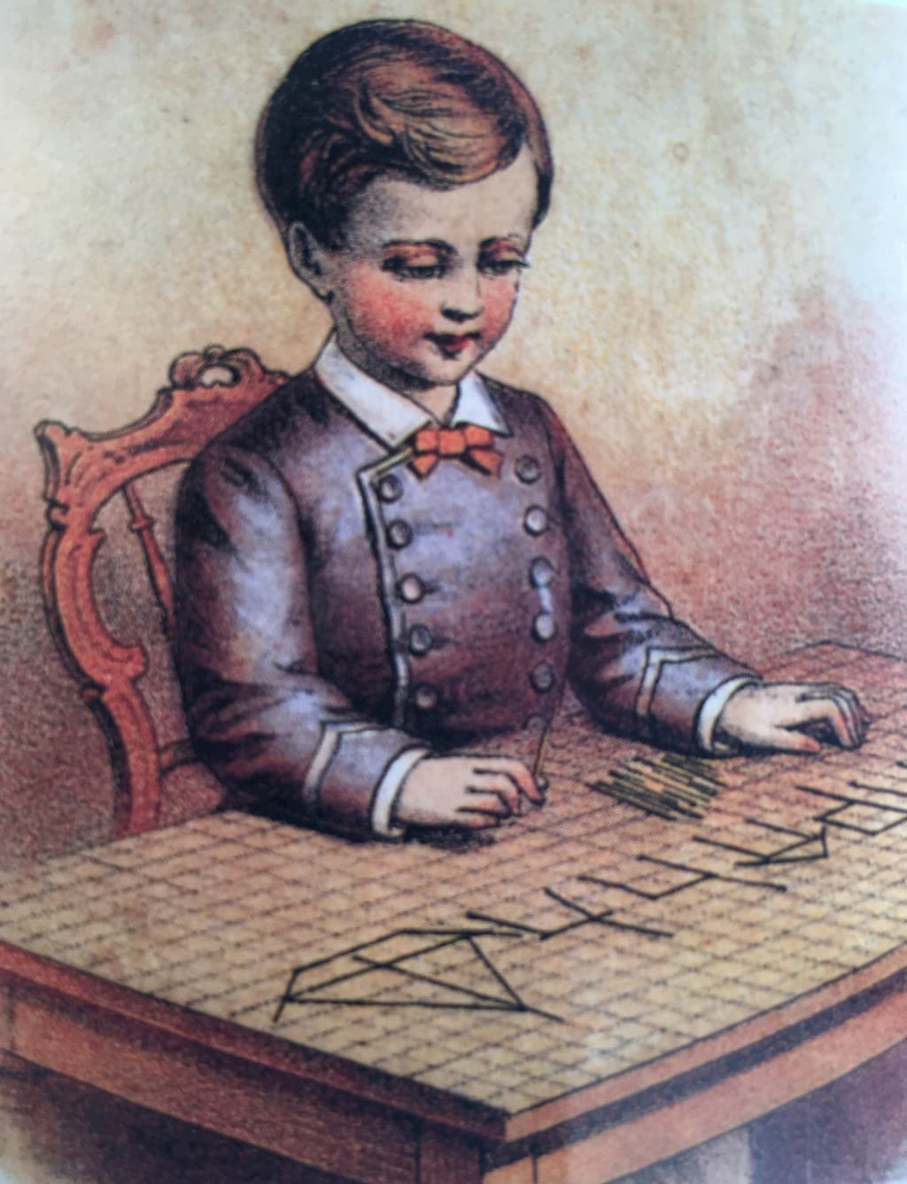 Chromolithograph from "Froebel's Kindergarten Occupations for the Family," a kindergarten teaching set for home use. E. Steiger & Company, New York, 1877