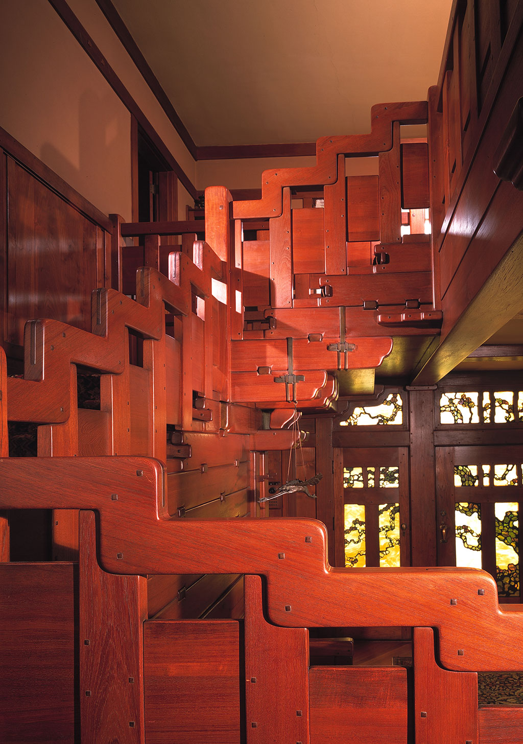 The Gamble House, entry hall stairs. Courtesy of The Gamble House, USC. Photograph © Estate of Mark Fiennes.