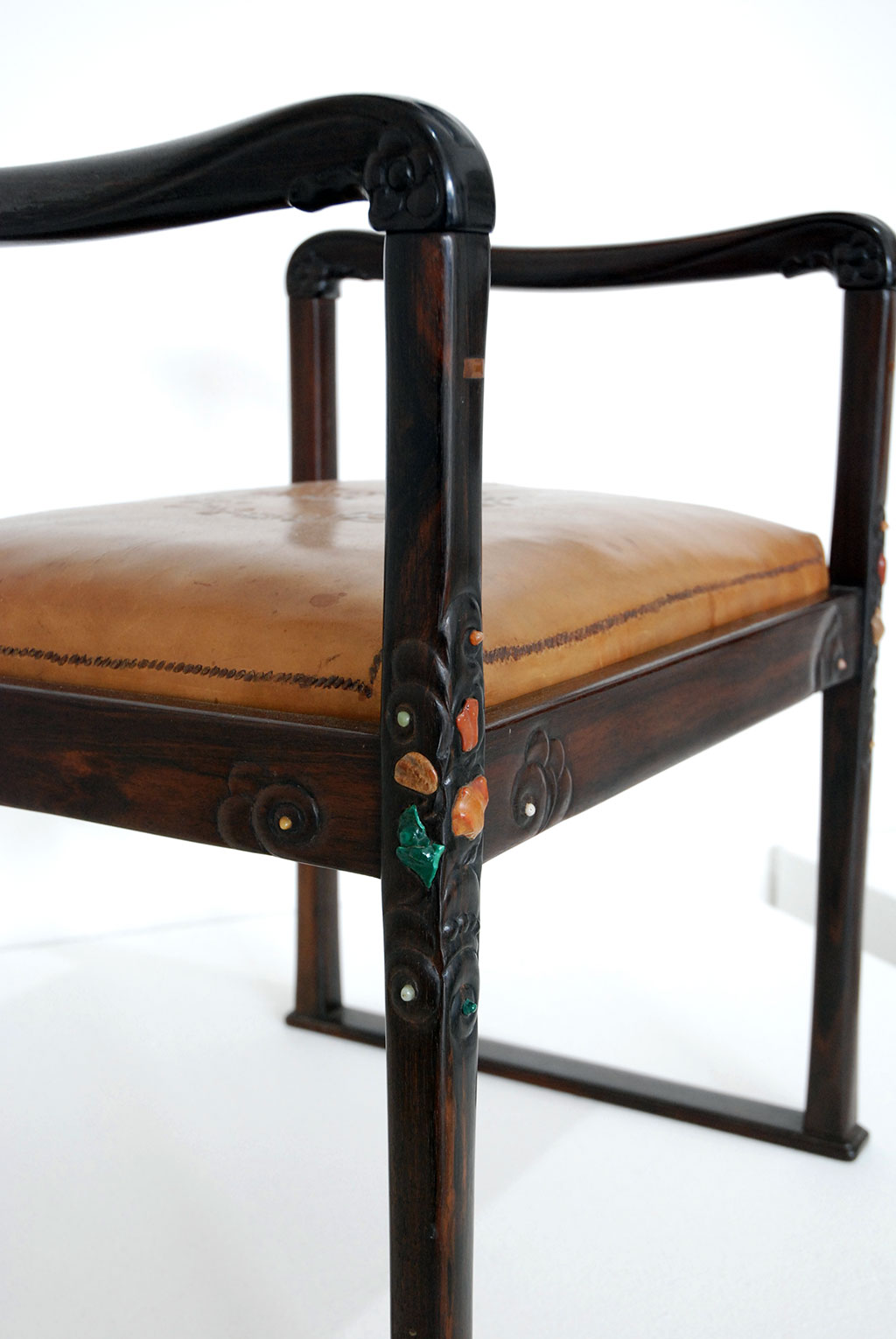Charles Greene, Footstool, detail, ca. 1930, Rooted Claifornia