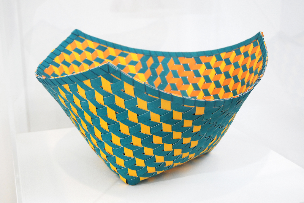 Dorothy McGuinness, Triality 4, 2018. Excellence in Fibers IV, woven basket, Craft in America