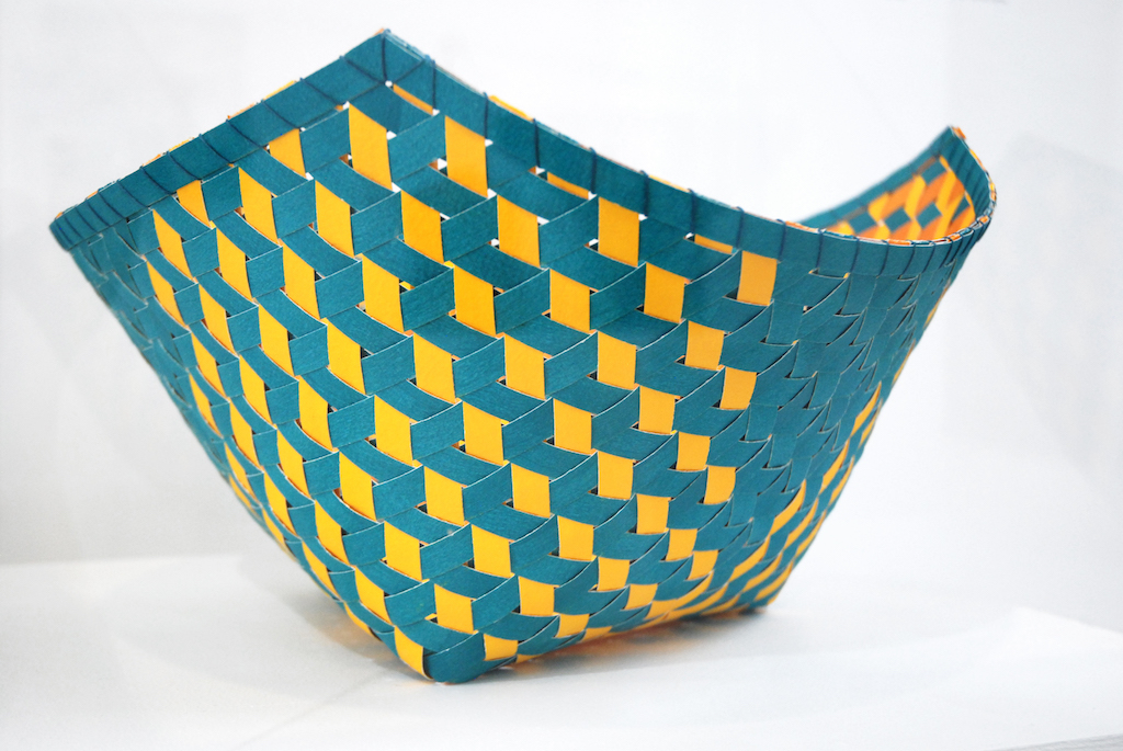 Dorothy McGuinness, Triality 4, 2018. Excellence in Fibers IV, woven basket, Craft in America