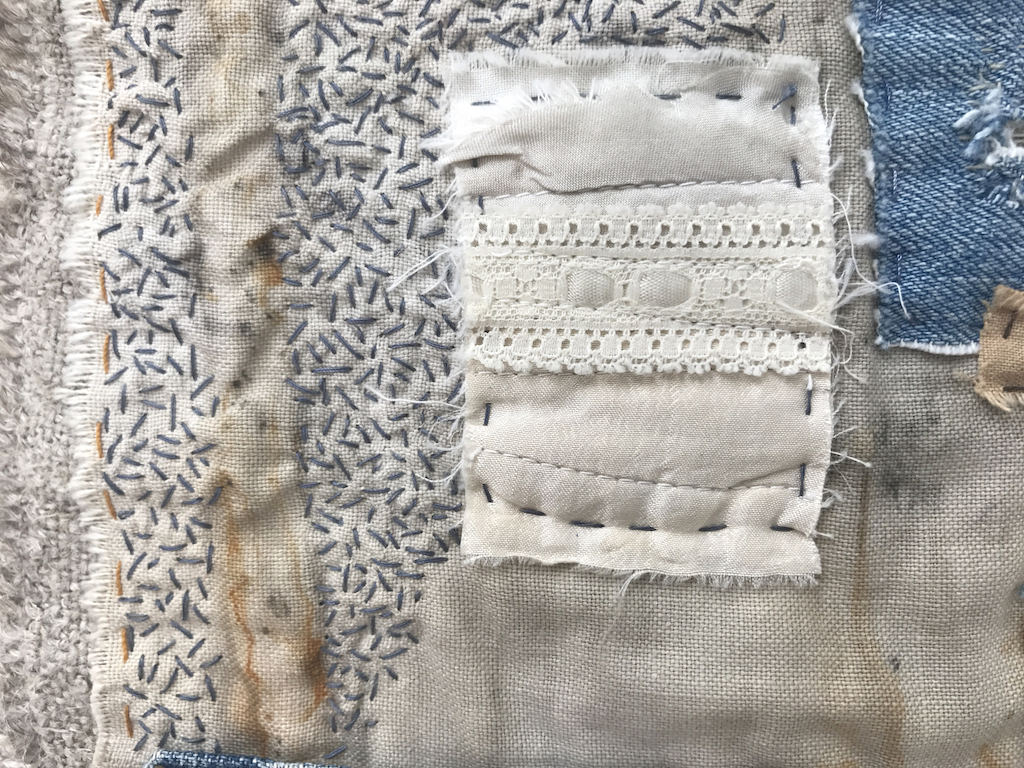 Eva Camacho-Sanchez, #metoo, 2018. Vintage and used wool, cotton, linen fabric, hand-stitching. Excellence in Fibers IV