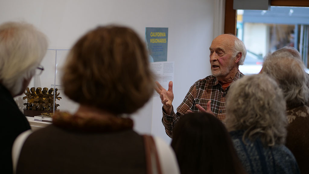 Forrest L. Merrill giving a talk, Collector, California Visionaries