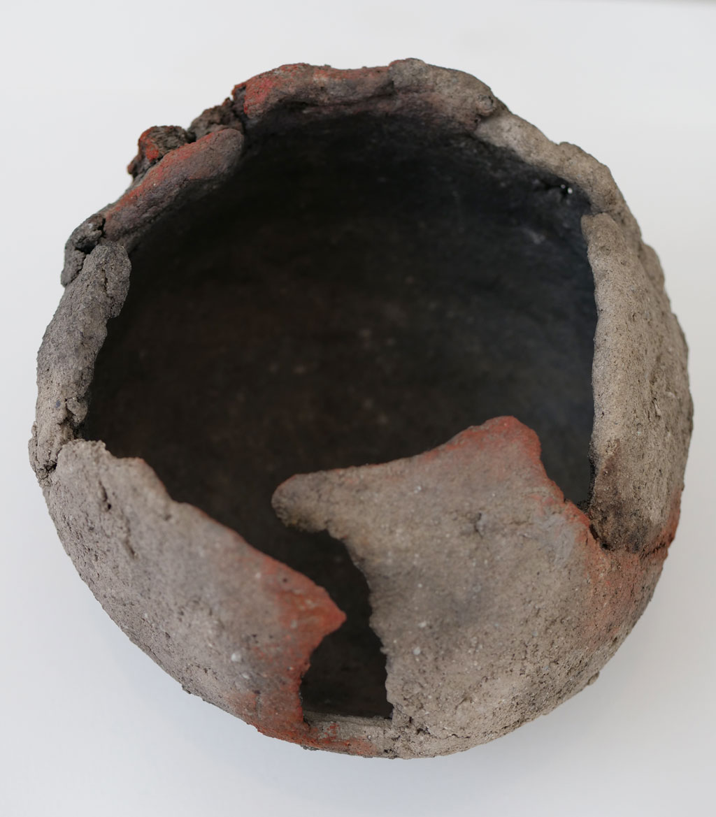 Mary Lindheim, Abstract Vessel, Pit Fired bowl top, Earthenware, 1958, California Visionaries: Seminal Studio Craft, Featuring Works from the Forrest L. Merrill Collection