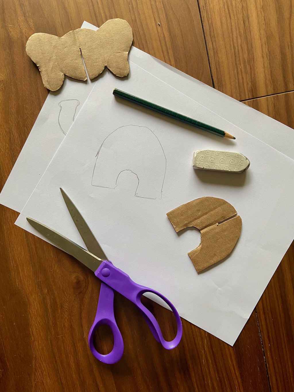 Draw the shape of a pair of legs for the elephant. You will make 2 of these pieces.