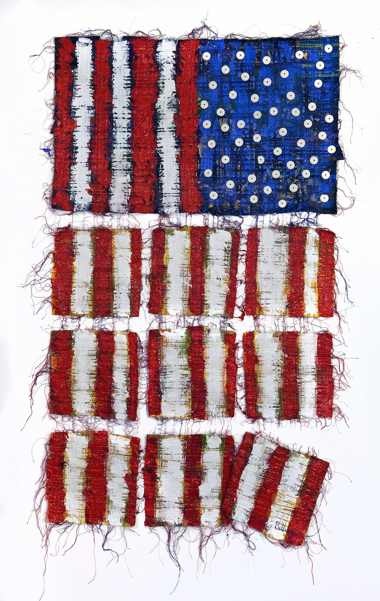 Craft in America Center, Flag Share 2020 Beyond, Nancy Billing, Democracy...Hanging By A Thread I, 2020