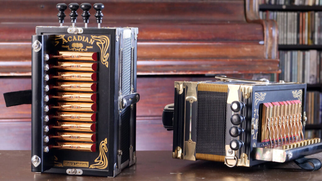 Marc Savoy, Accordions. Denise Kang photo. HARMONY episode. Craft in America