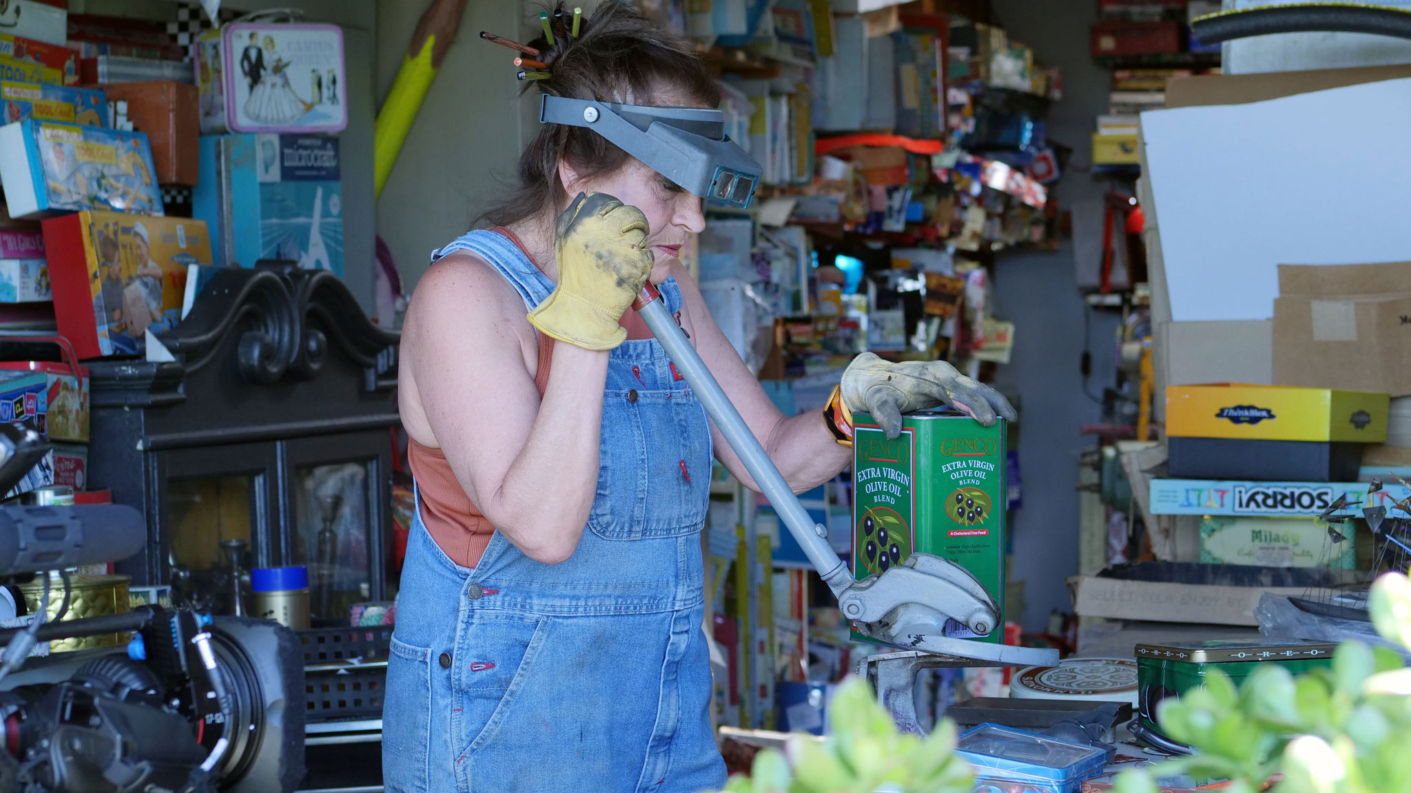 Harriete Estel Berman works with tin in her jewelry. Denise Kang photo. JEWELRY episode of Craft in America