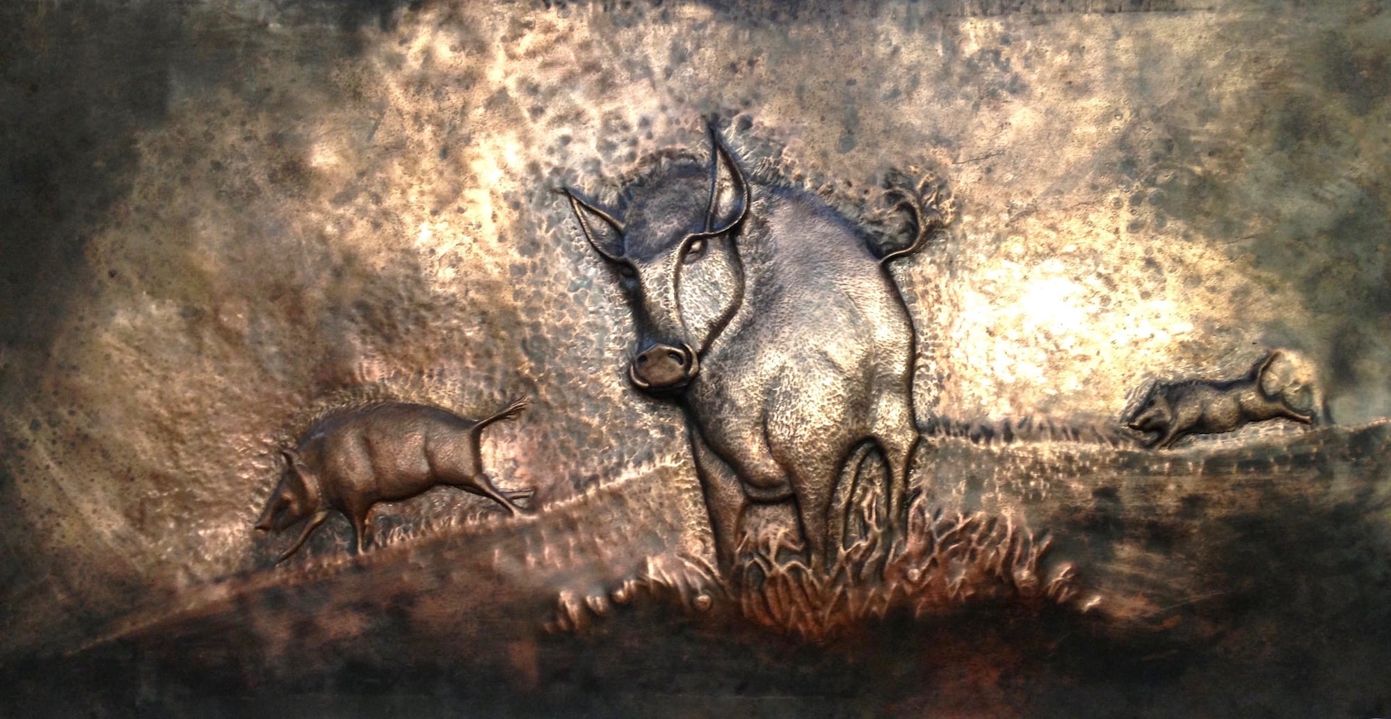 Bronze Wild Pigs by Heather McLarty