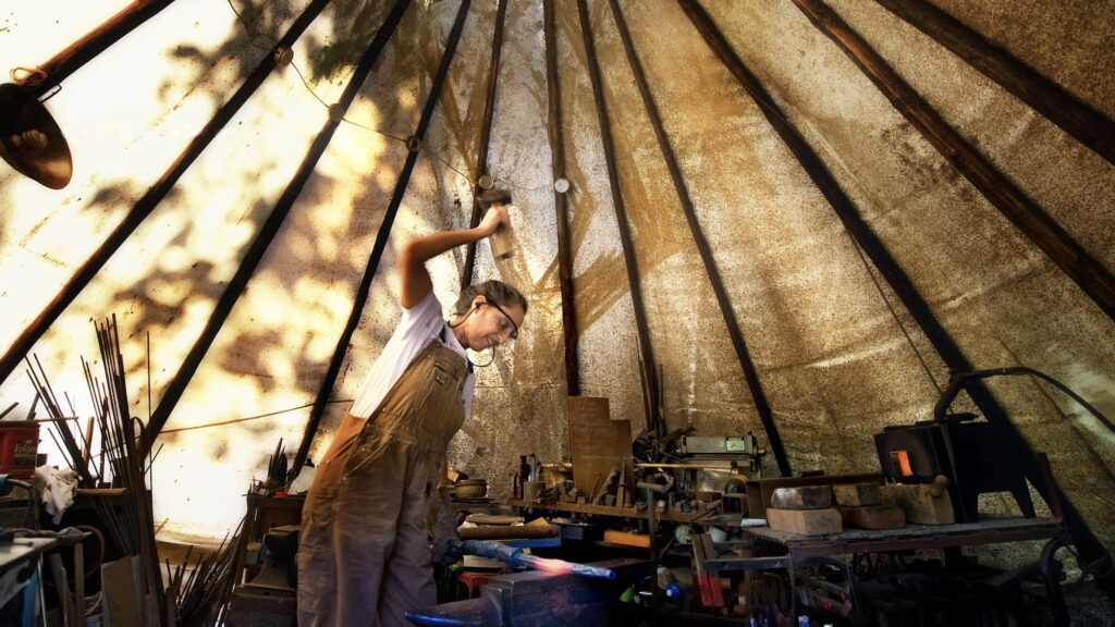Heather McLarty blacksmithing portrait in studio