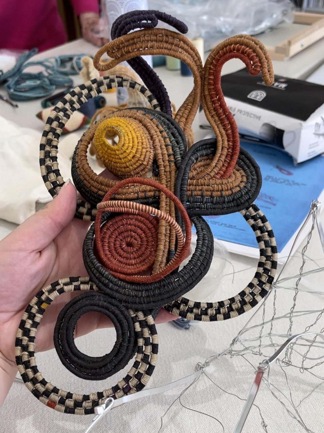 Student work brought to share in Ferne Jacobs advanced weaving workshop