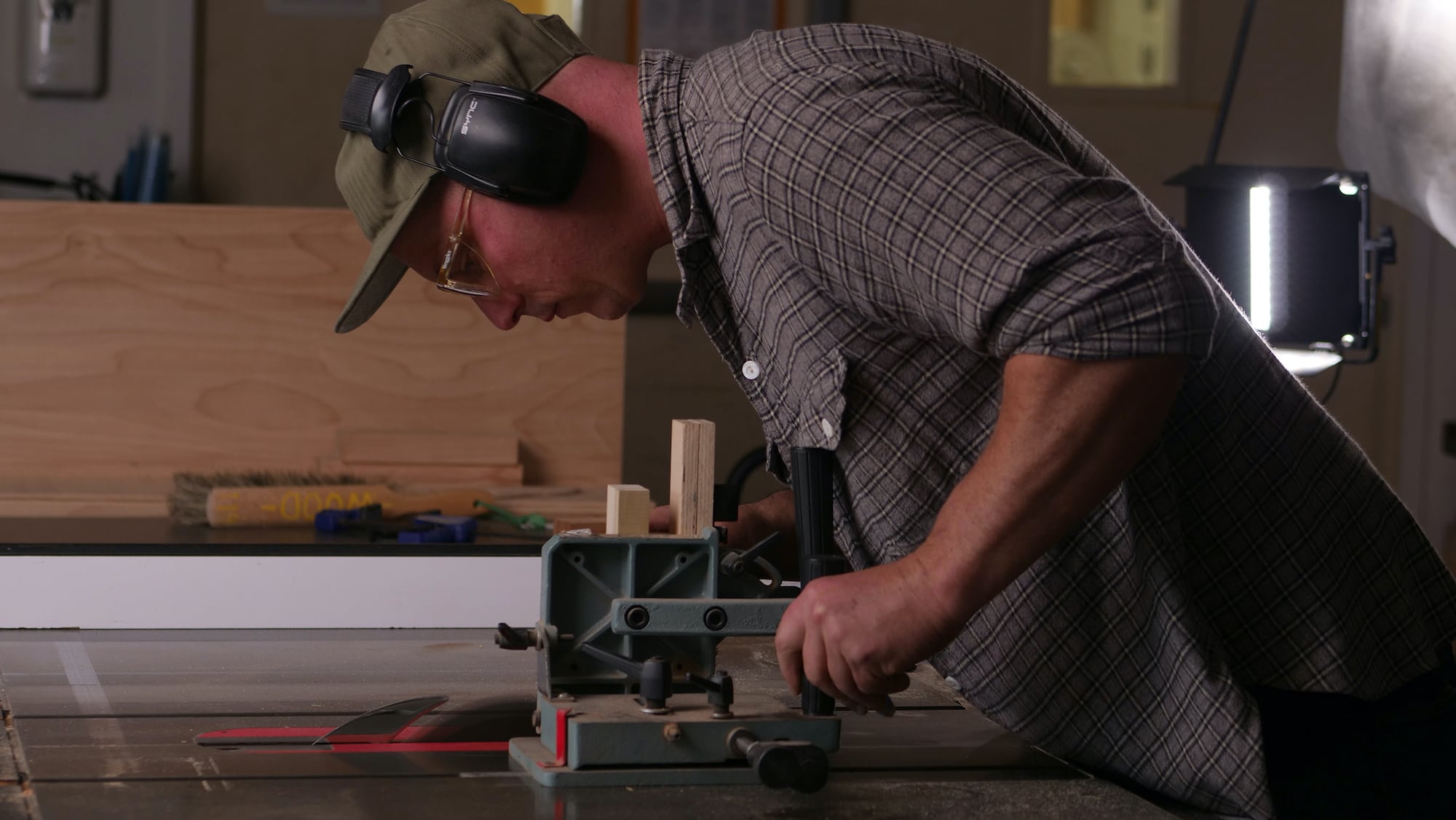 Ryan Taber working on saw table at CSULB