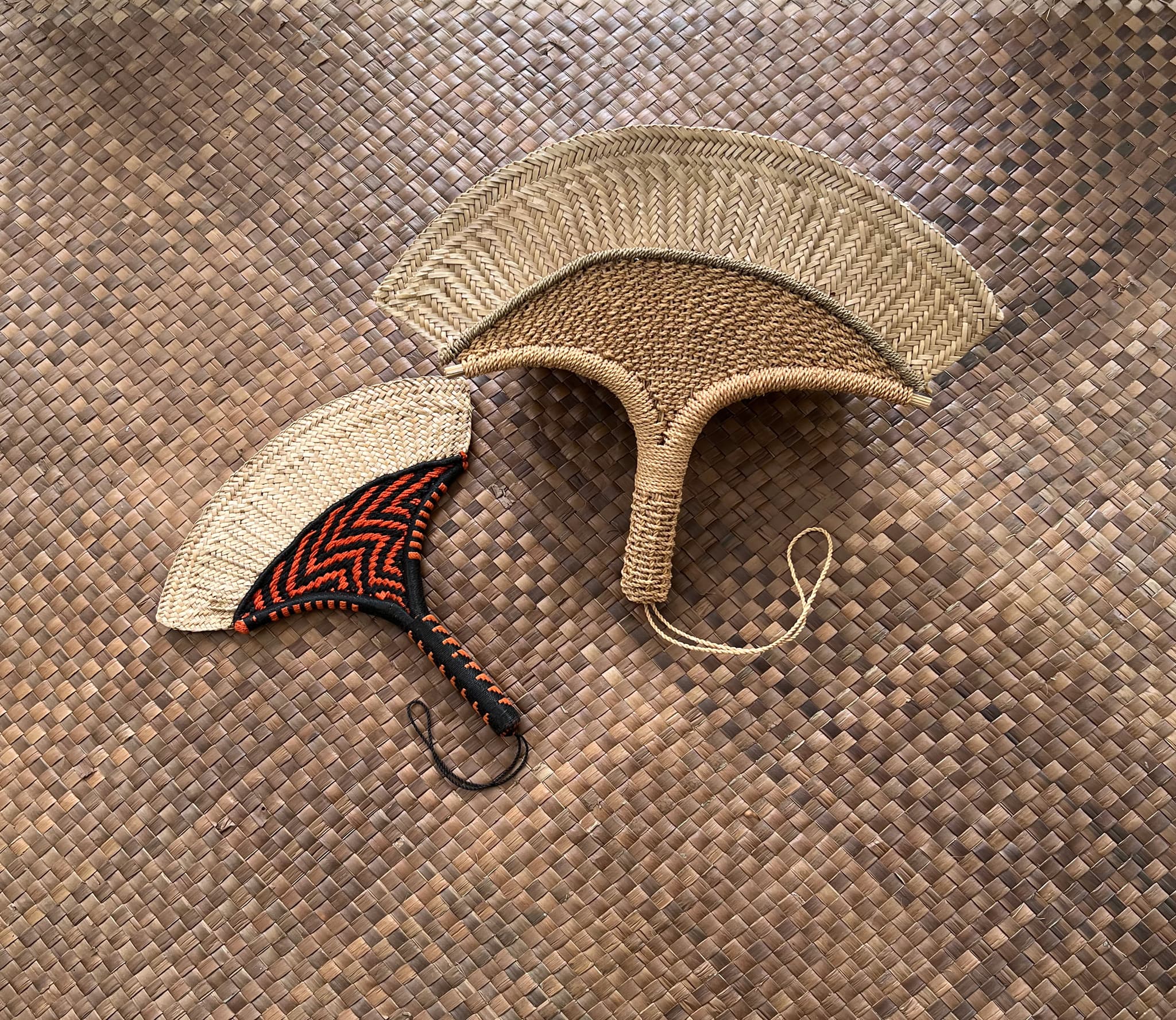 Marques Marzan, traditional Hawaiian chiefly fans known as peʻahi, Denise Kang photograph