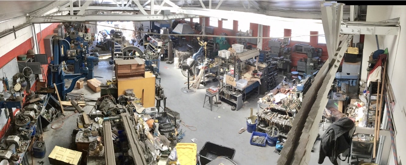 Tony Swatton metal working shop panorama view