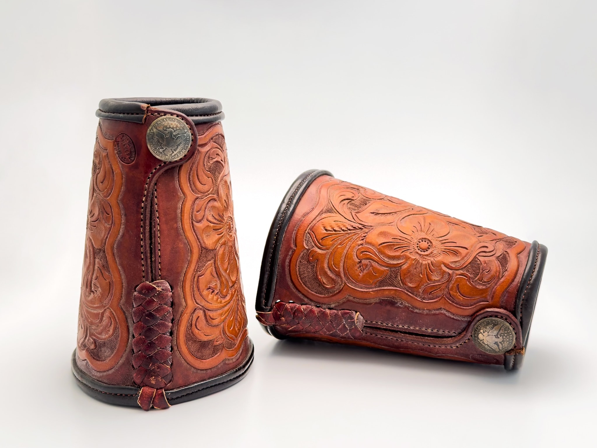 Craft in America Center, Bill Heisman, Cowboy Craft, Tooled Leather Cuffs, 1980s