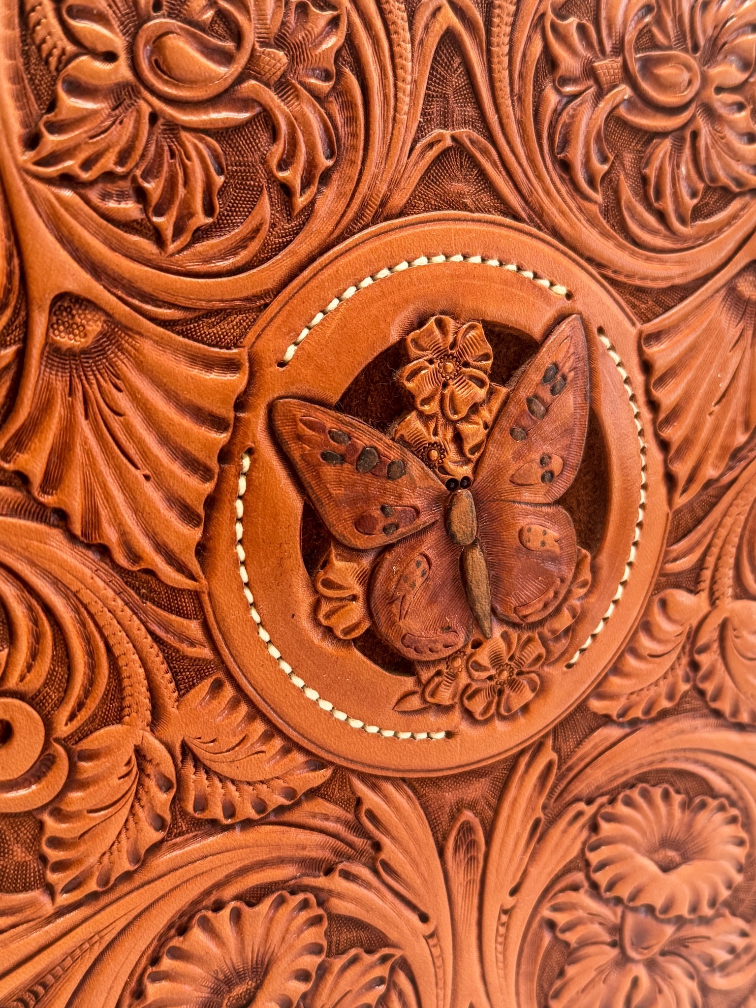 Craft in America Center, Cary Schwarz, Cowboy Craft, Leather Tote, detail, 2009