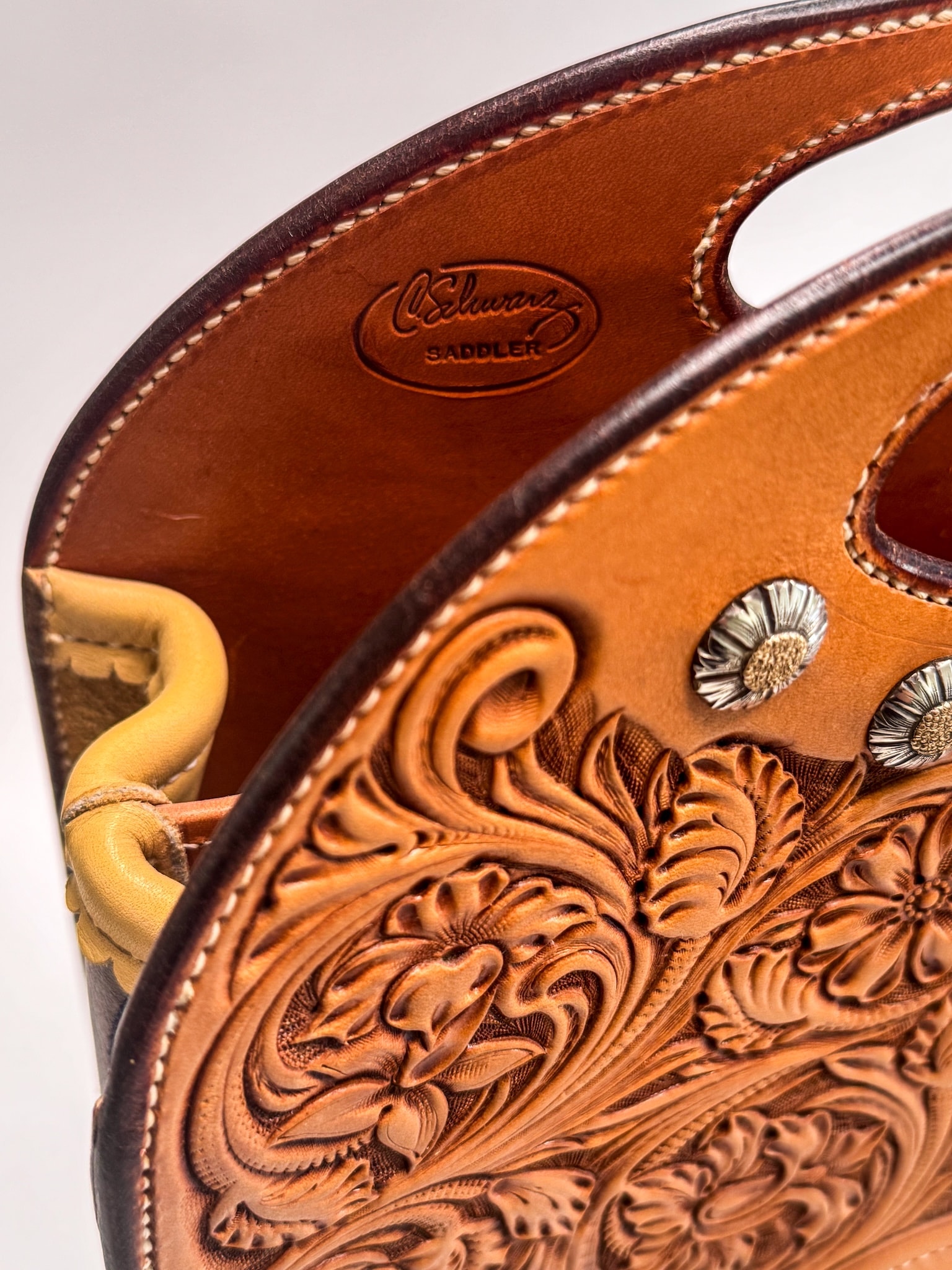 Craft in America Center, Cary Schwarz, Cowboy Craft, Leather Tote, detail, 2009