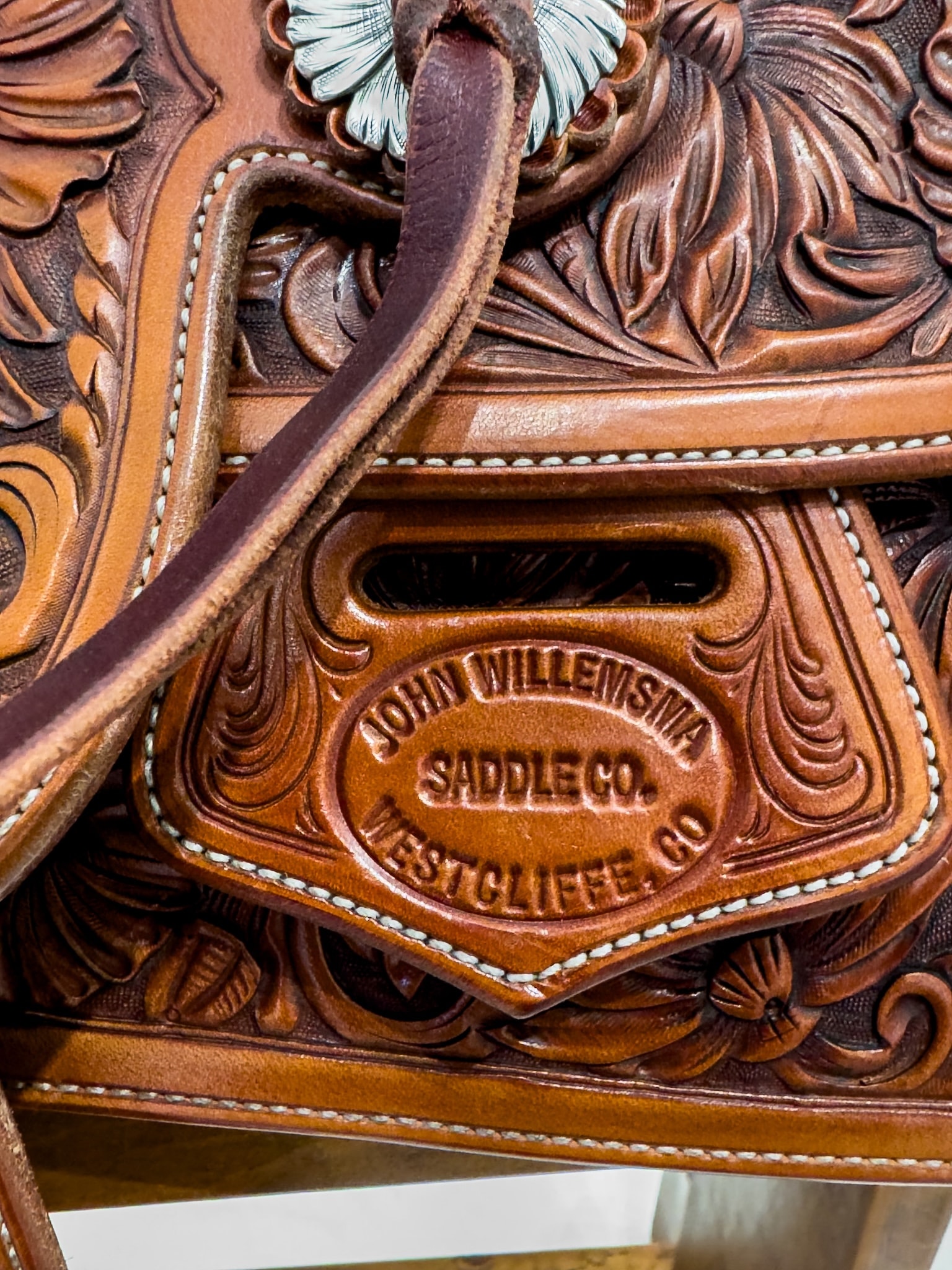 Craft in America Center, John Willemsma, Cowboy Craft, For the Girls Who Rode Wild Horses Saddle, detail, 2019