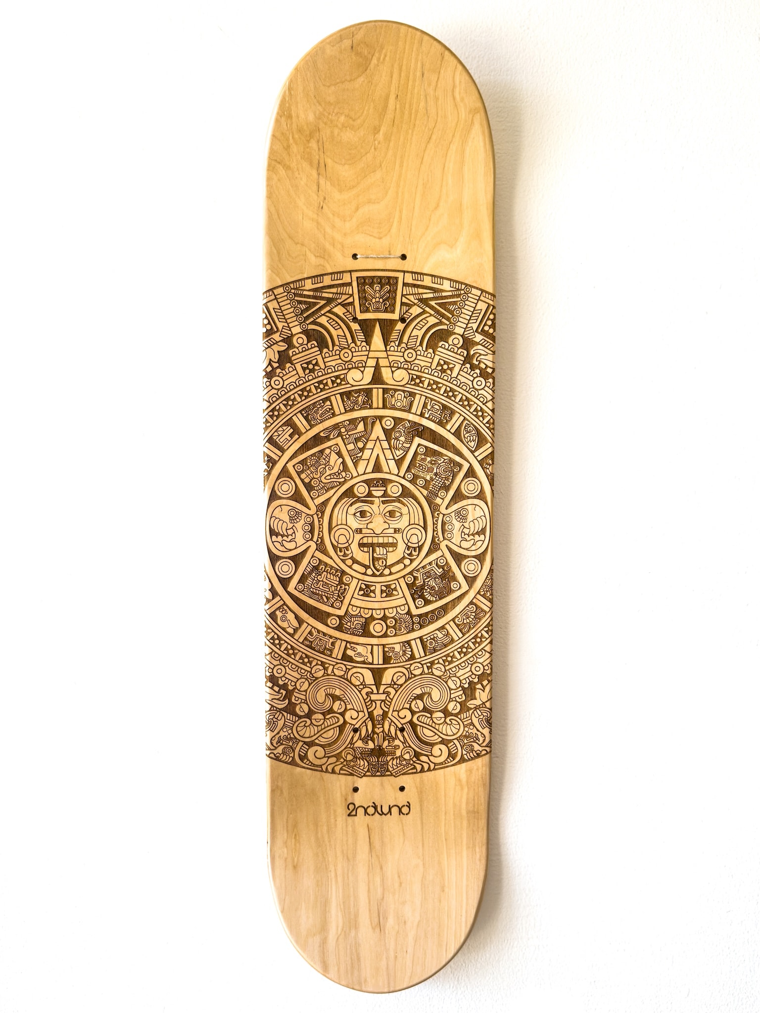 Craft in America Center, Manny Torres, Sun Stone #1, Laser Etched Skate Deck, 2025, vehicles of expression