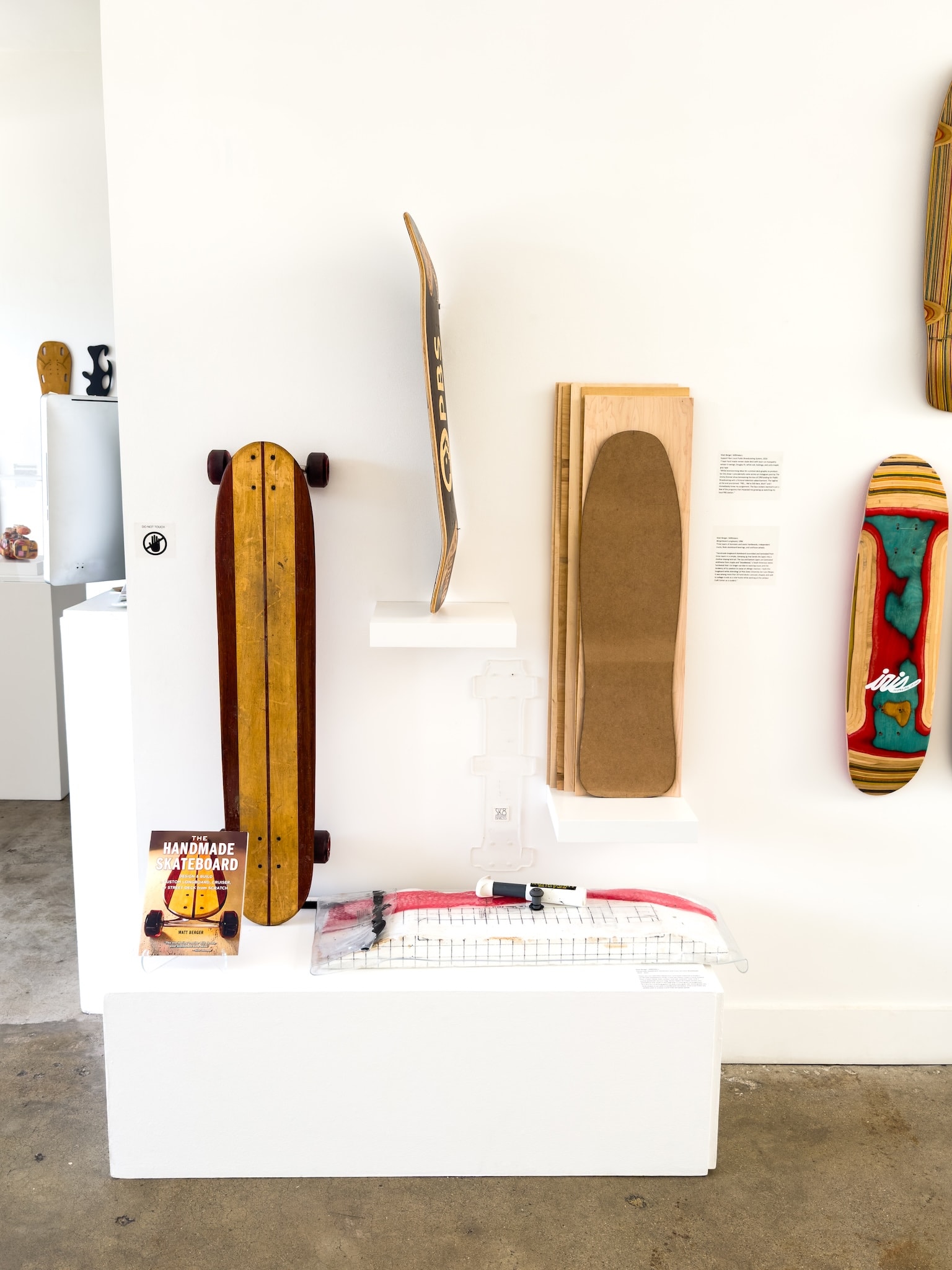 Craft in America Center, Matt Berger: SK8Makers, Handmade skateboard equipment and tools, kit from RoarRockit, 2019-2025, installation view, Vehicles of Expression