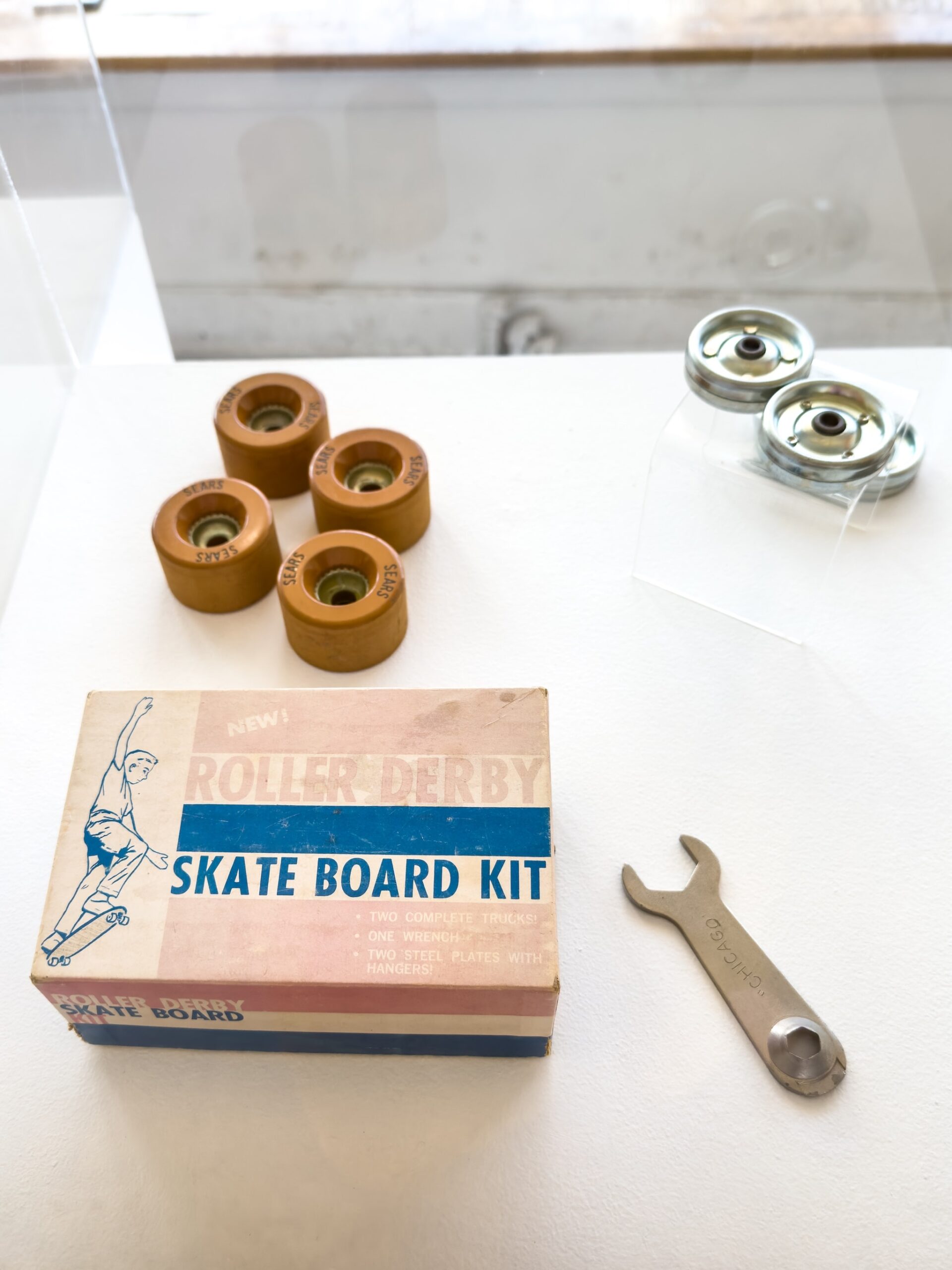 Craft in America Center, Roller Derby Skateboard Kit, wheels and wrench, Vehicles of Expression