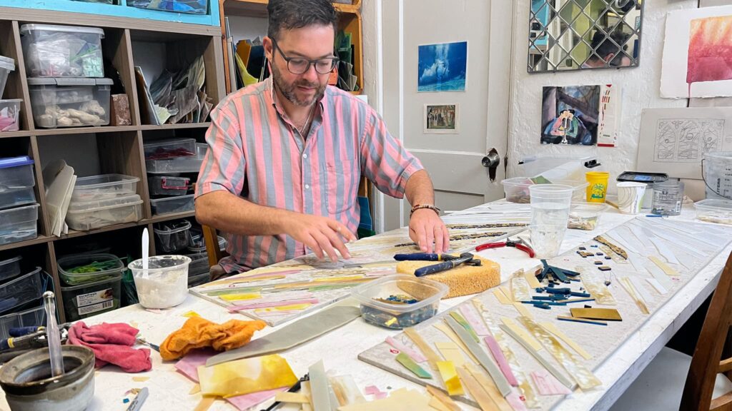 Sebastian Duncan-Portuondo in his studio, Denise Kang photograph